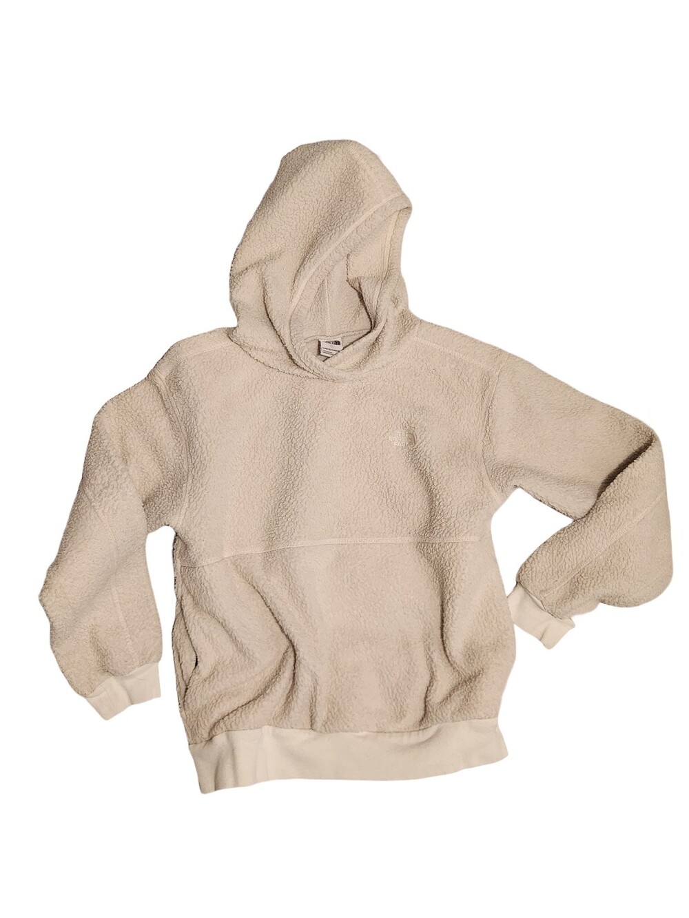 The North Face Bleached Sand Sherpa Hoodie - Soft Gorpcore Teddy Pullover Sz S